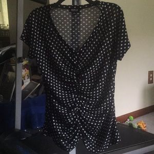 Allen B. Ruched Polka Dot Top M